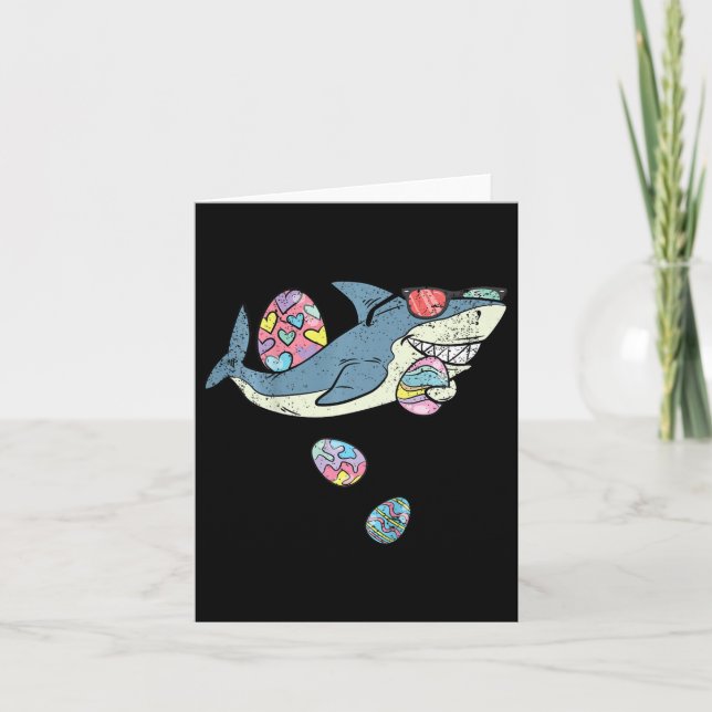 Kids Shark Egg Hunting Easter Funny Spring Toddler Card (Front)