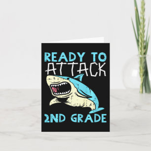 Kids Shark Ready To Attack 2nd Grade Second First Card