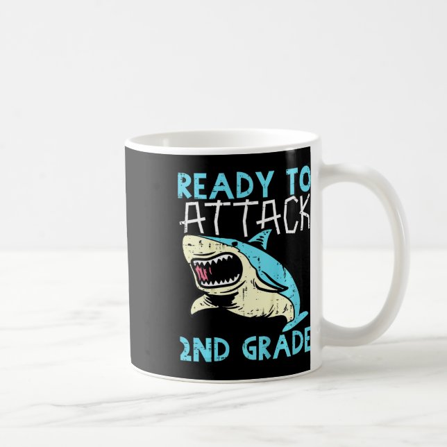 Kids Shark Ready To Attack 2nd Grade Second First  Coffee Mug (Right)
