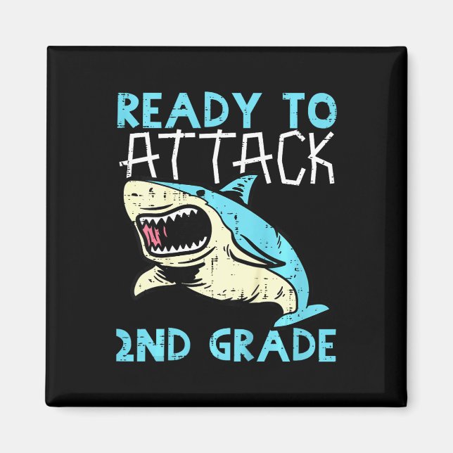 Kids Shark Ready To Attack 2nd Grade Second First  Magnet (Front)