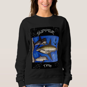 Kids Shark Supper Time Youth Cool Sweatshirt