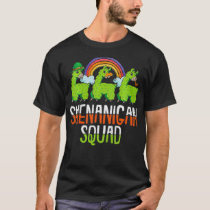 Kids Shenanigan Squad St Patricks Day Cute Llama I T-Shirt
