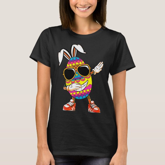 Kids Shirt Dabbing Easter Egg Hunter Bunny (Front)