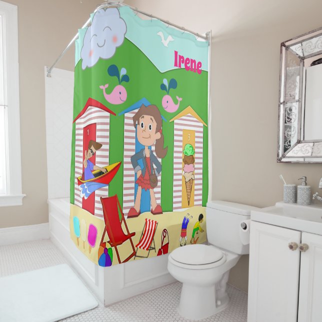 Kids Shower Curtain Beach Ice Cream (In Situ)