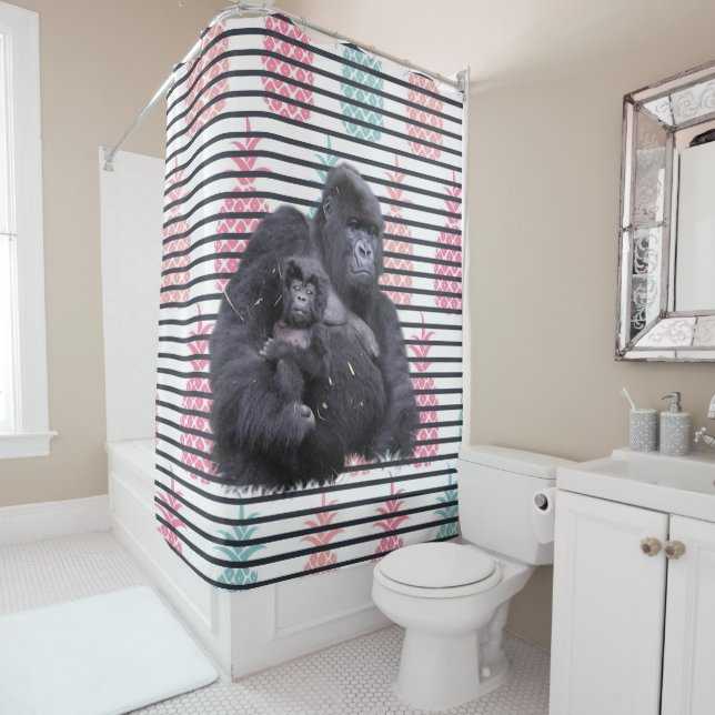 Kids Shower Curtain Pineapple Gorilla (In Situ)