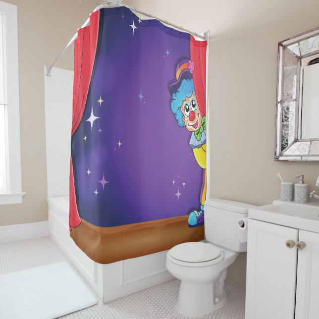 Kids Shy Clown Shower Curtain (In Situ)