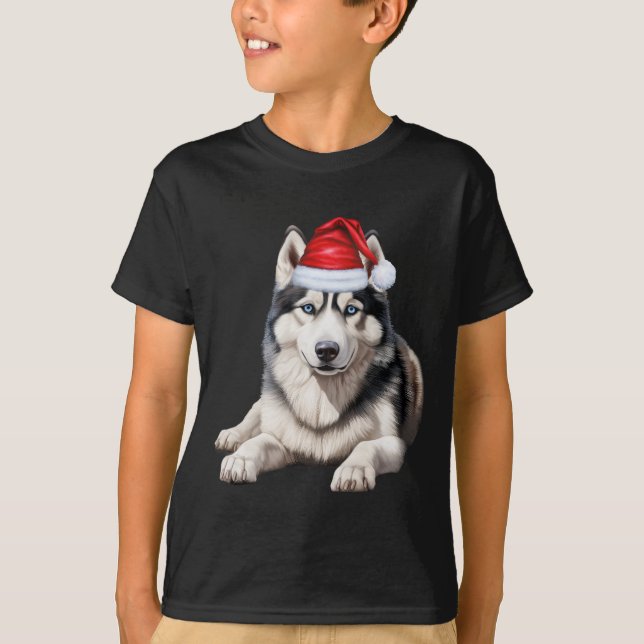 Kids Siberian Husky Dog Lover Funny Christmas T-Shirt (Front)