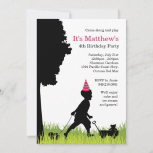 Kids Silhouette Birthday Party Invitation