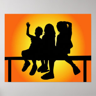 Kids Silhouette Poster