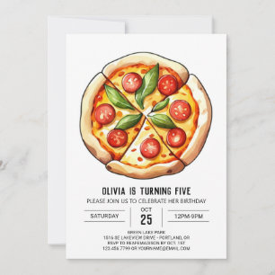 Kids Simple Pizza Birthday Invitation