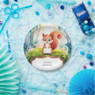 Kids Simple Squirrel Birthday Paper Plate