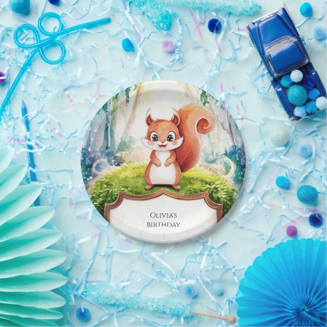 Kids Simple Squirrel Birthday Paper Plate (Party)