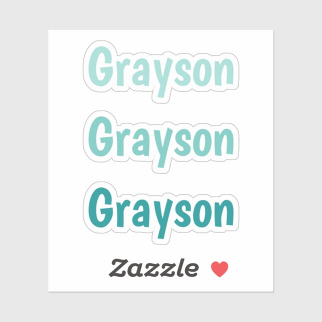 Kids Simple Typography in Teal Gradients Name (Sheet)