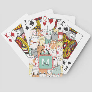 Kids Sister Birthday Cat Kitties Name Monogram Playing Cards