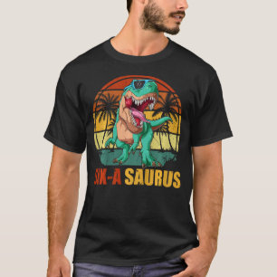 Kids Six Saurus 6th Birthday Boys T-Rex Dinosaur 6 T-Shirt