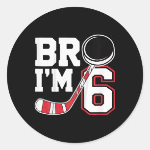 Kids Six Years Old Tee 6th Birthday Hockey Player Classic Round Sticker