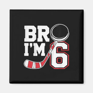 Kids Six Years Old Tee 6th Birthday Hockey Player Magnet