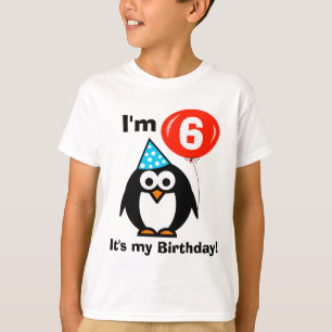 Kids sixth Birthday shirt with cute penguin