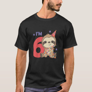 Kids Sixth Birthday Sloth Children's Birthday Slot T-Shirt