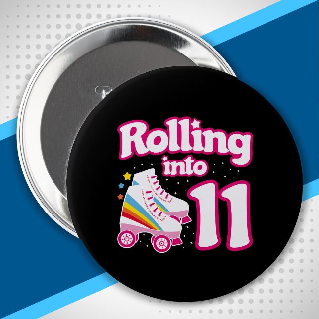 Kids Skate Party - 11th Birthday - Roller Skating 10 Cm Round Badge (Creator Uploaded)