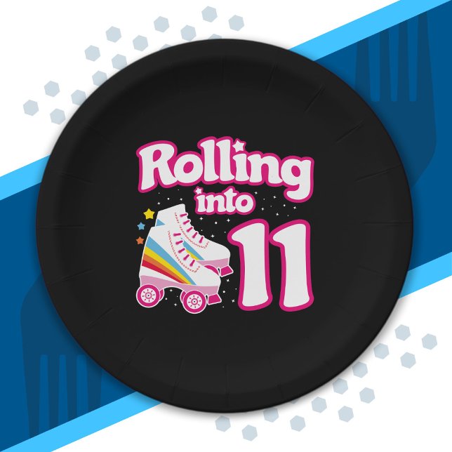 Kids Skate Party - 11th Birthday - Roller Skating Paper Plate (Creator Uploaded)