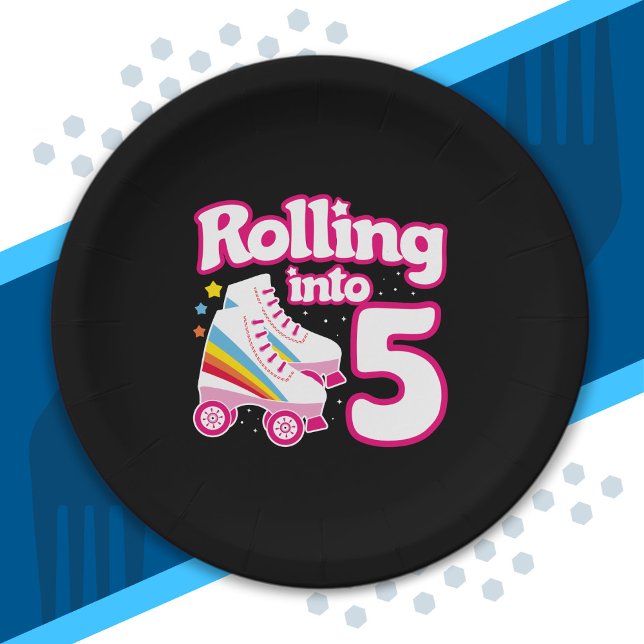 Kids Skate Party - 5th Birthday - Roller Skating Paper Plate (Creator Uploaded)