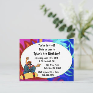 Kids Skateboard Birthday Party Invitation