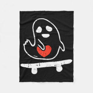 Kids Skateboard Ghost Heart Valentines Day Skatebo Fleece Blanket