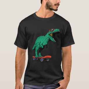 Kids Skater Skateboarding T-rex Dinosaur Ck To Sch T-Shirt