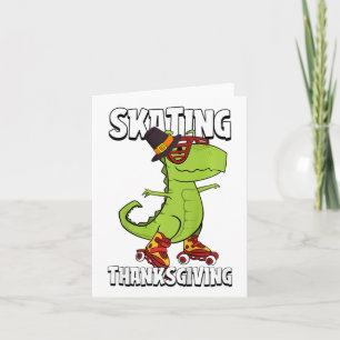 Kids Skating Thanksgiving Day Cool Roller Skate T- Card