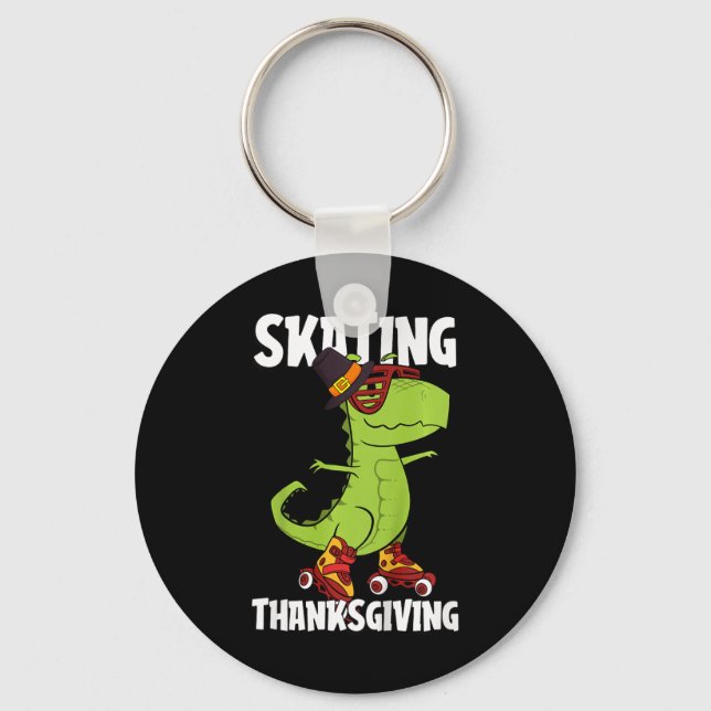 Kids Skating Thanksgiving Day Cool Roller Skate T- Key Ring (Front)
