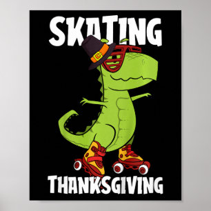 Kids Skating Thanksgiving Day Cool Roller Skate T- Poster