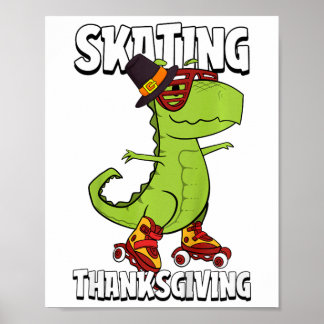 Kids Skating Thanksgiving Day Cool Roller Skate T- Poster