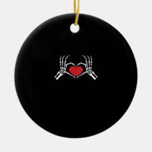 Kids Skeleton Hand Heart Valentines Day Cool Class Ceramic Ornament