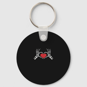 Kids Skeleton Hand Heart Valentines Day Cool Class Key Ring