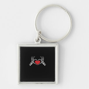 Kids Skeleton Hand Heart Valentines Day Cool Class Key Ring