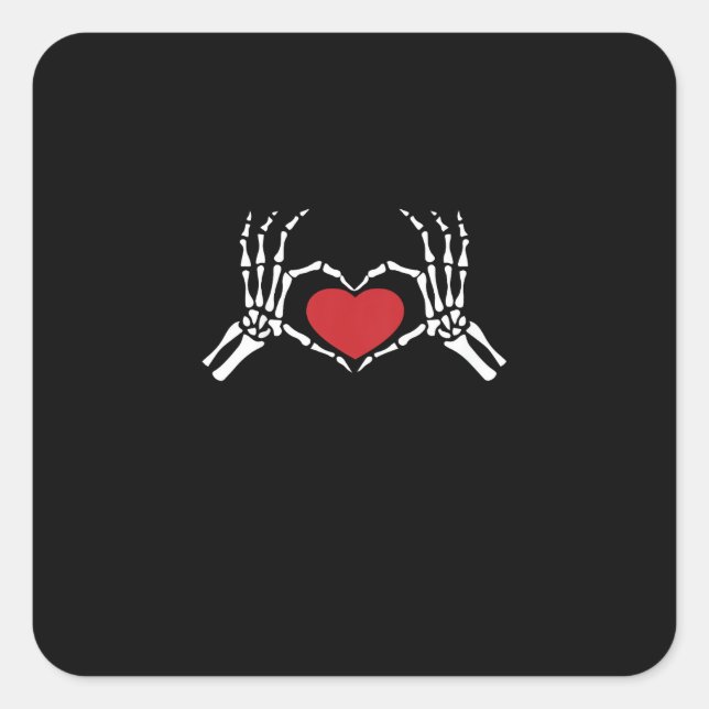 Kids Skeleton Hand Heart Valentines Day Cool Class Square Sticker (Front)