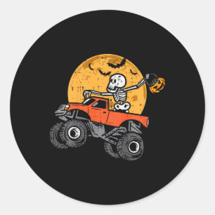 Kids Skeleton Monster Truck Moon Candy Toddler Boy Classic Round Sticker