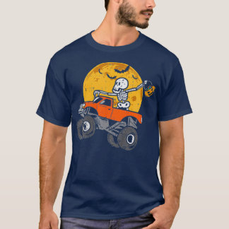 Kids Skeleton Monster Truck Moon Candy Toddler Boy T-Shirt