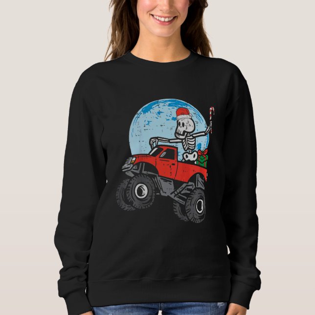 Kids Skeleton Monster Truck Xmas Toddler Boys Chri Sweatshirt (Front)