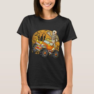 Kids Skeleton Riding Monster Truck Halloween Costu T-Shirt