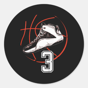 Kids Sketll Shoes Sports 3rd Birthday Party Gift 3 Classic Round Sticker
