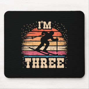 Kids Skiing 3 Year Old Birthday Boy Girl 3rd Ski B Mouse Pad