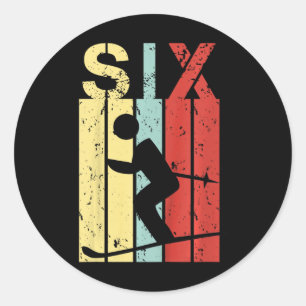 Kids Skiing 6 Birthday Boy Girl Ski 6 Year Old Classic Round Sticker