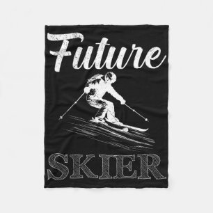 Kids Skiing Future Skier Funny Skier Soon To Be Bo Fleece Blanket