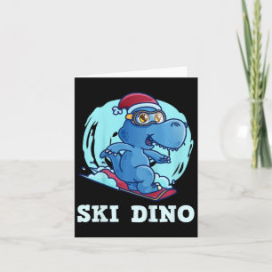 Kids Skiing Kids Ski Dino Funny Skier Toddlers Card