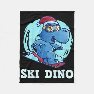 Kids Skiing Kids Ski Dino Funny Skier Toddlers Fleece Blanket