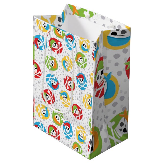 Kids SKULL Party Pirate Medium Gift Bag (Front Angled)