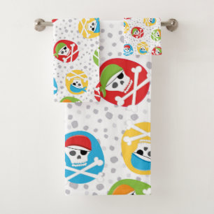 Kids Skulls Party Pirate Bath Towel Set
