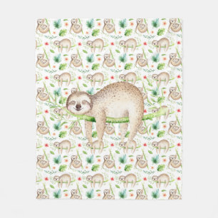 Kids Sleepy Time Sloth  Fleece Blanket